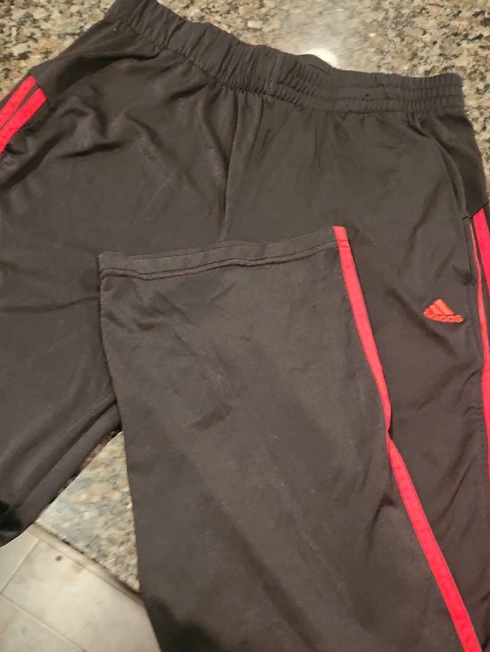 adidas Black Joggers with Red Stripe Accent
